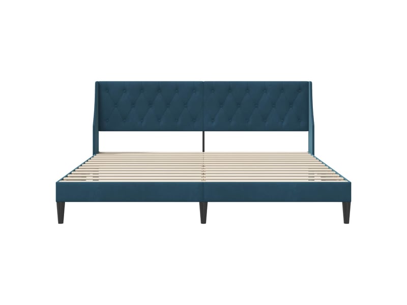  Lit double- lit adulte -  cadre de lit avec tête de lit bleu 200 x 200 cm velours  - Conforama C