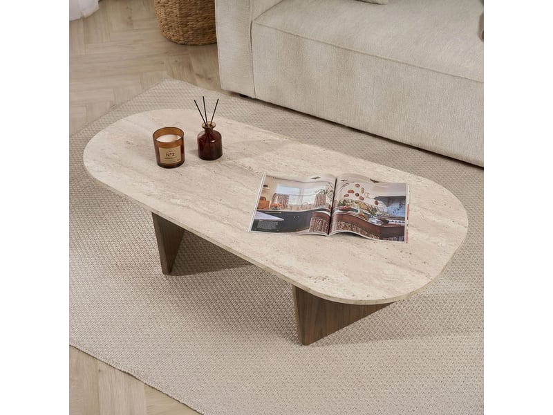  Table de salon ovale en mélamine 130x65 ovalis  - Conforama E