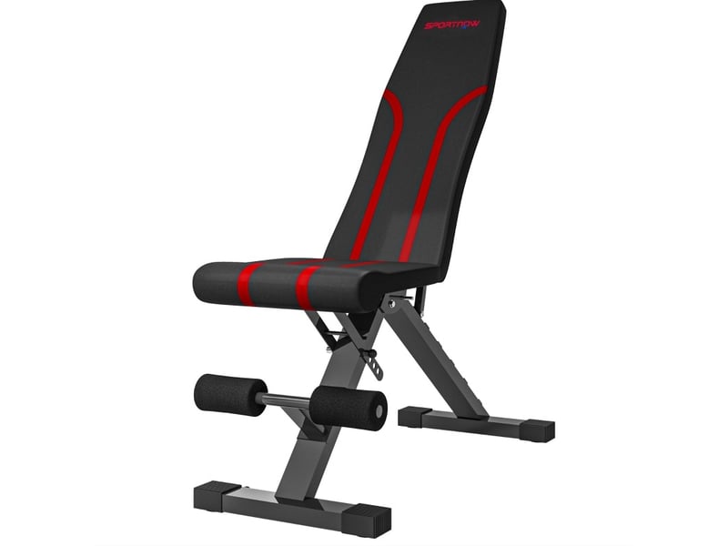 Banc de musculation pliable 82 x 35 x 107 cm noir en acier, dossier et siège réglables, sans montage - Conforama A