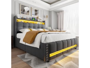 Lit avec rangement 140x200 cm coloris gris