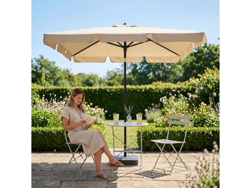  Parasol de plage floks avec protection uv beige, poids 2,8 kg dimensions l200xl123xh235 cm FLOKS - Conforama E