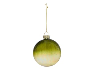 Boule de noël en verre verte striée d. 80 mm