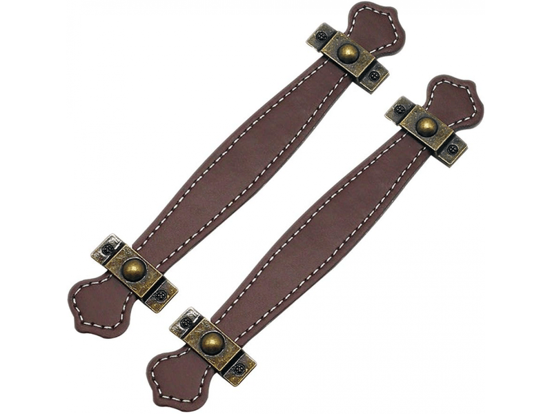  2 poignées en cuir pour tiroirs, poignées de valise vintage, poignées pour meubles avec vis, couleur marron (128 mm)  - Conforama A