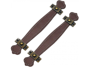 2 poignées en cuir pour tiroirs, poignées de valise vintage, poignées pour meubles avec vis, couleur marron (128 mm)