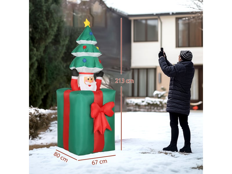  Décoration de noël gonflable avec lumières led, en polyester, pour une utilisation intérieure et extérieure, rouge et verte  - Conforama E
