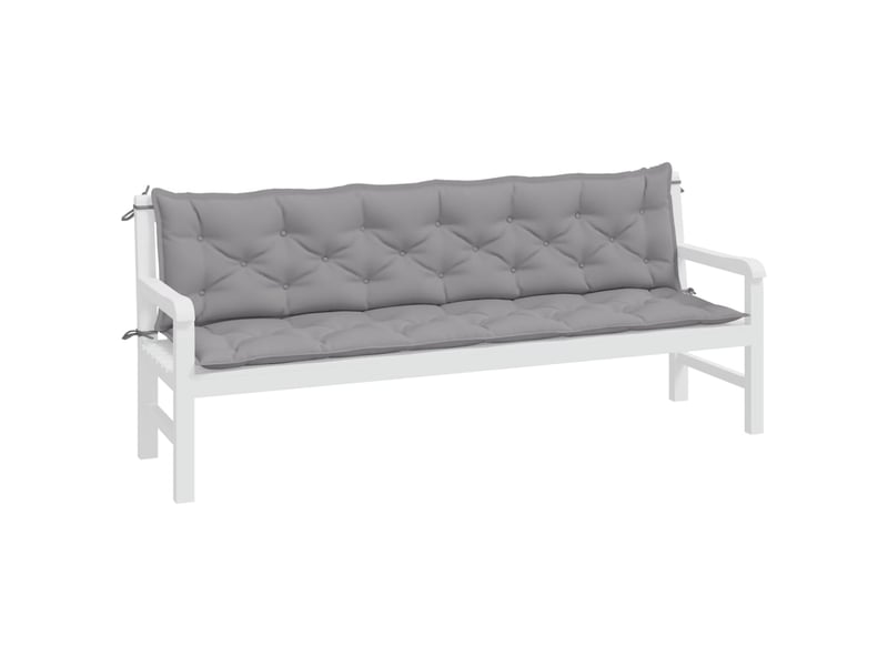  Lot de 2 coussins de banc jardin, coussins d'assise gris 200x50x7 cm tissu oxford cf58727  - Conforama C