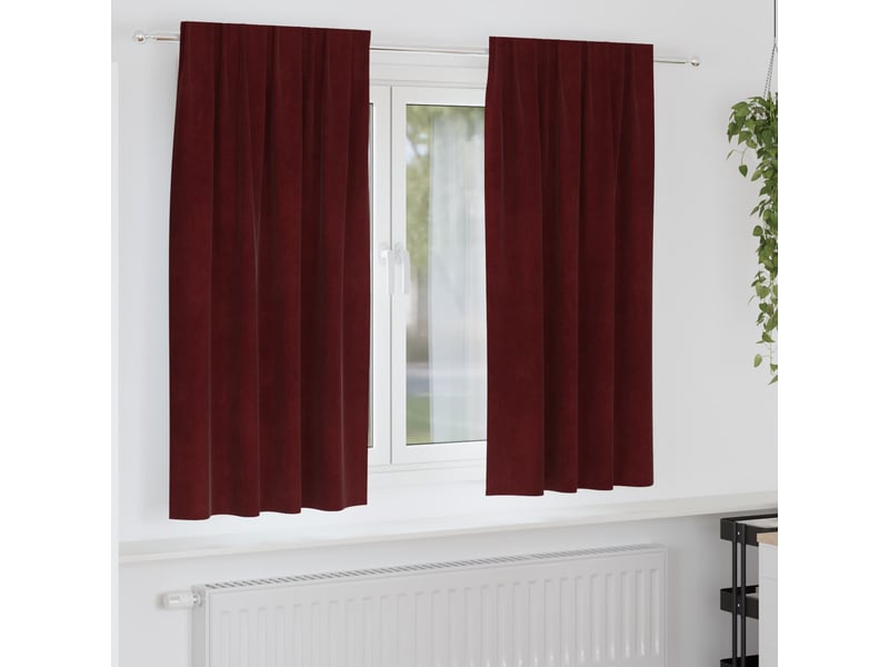  Lot de 2 rideaux, rideaux de fenêtre bordeaux 140 x 175 cm velours cf44003  - Conforama B