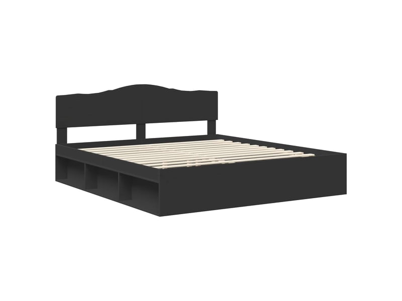 Lit double- lit adulte - cadre de lit noir 200 x 200 cm bois de pin massif - Conforama C