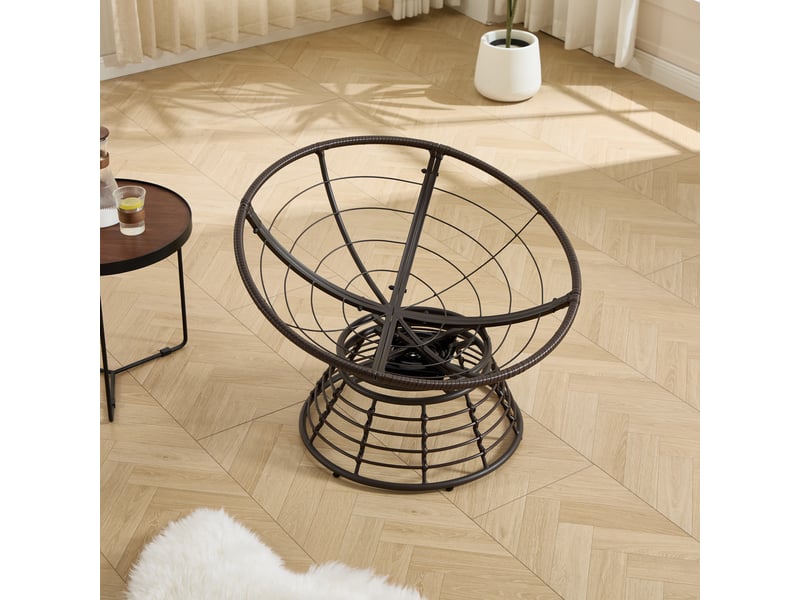 Fauteuil papasan rotatif,92x67 cm,pour intérieur et extérieur,acier et rotin pe,beige - Conforama E