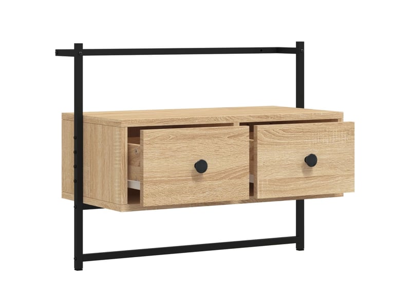  Meuble tv - banc tv - meuble de rangement mural chêne sonoma 60,5x30x51 cm bois d'ingénierie  - Conforama E