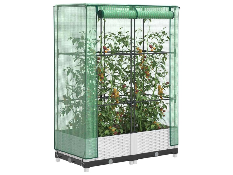 Jardinière - bac à fleurs surélevée avec housse aspect rotin 80x40x123 cm - Conforama B