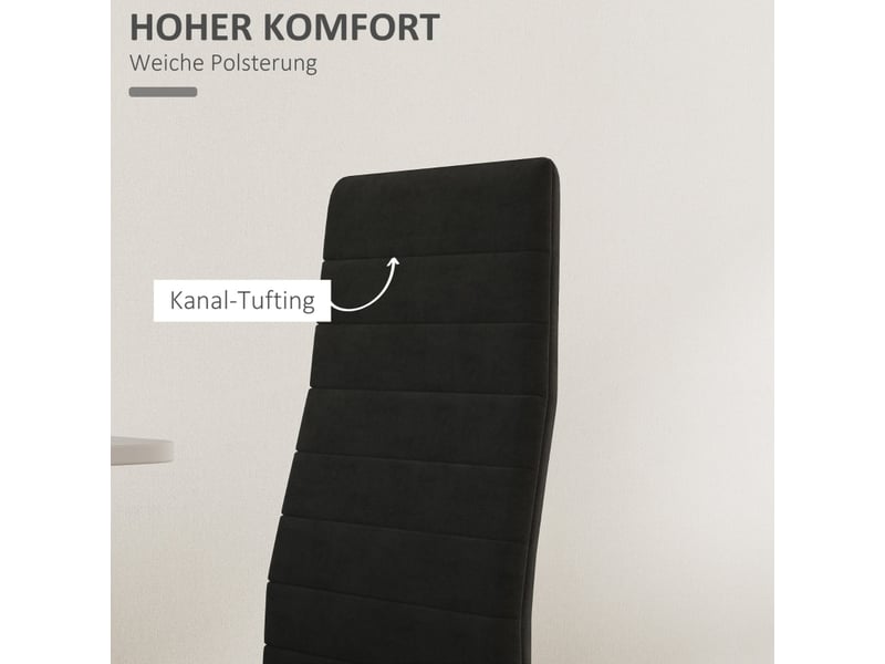  Lot de 4 chaises de salle à manger en tissu sans accoudoirs, pieds métal noir - style moderne  - Conforama E