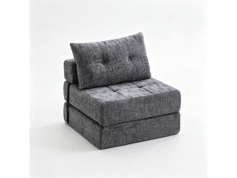 Chauffeuse convertible 1 place en chenille gris avec coussins, couchage 180 x 79 cm Fay Lum - Conforama A