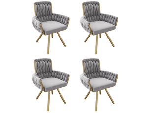 Lot de 4 chaises salle à manger rotatives à 360°, dossier élevé dotée d'accoudoirs, 4 piètement acierlique, gris