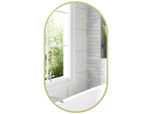 Miroir ovale de salle de bain coloris doré <strong>PANGIVO</strong>  <strong></strong> - 40 cm x 3 cm