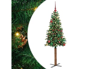 Sapin de noël, arbre de noël mince vert 150 cm pvc et bois de pin massif shl6062