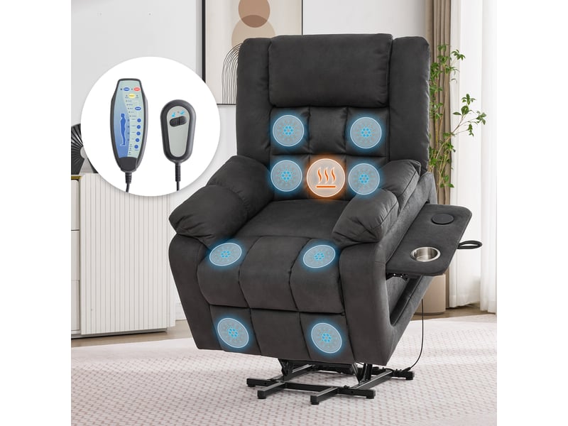  Fauteuil de massage - fauteuil tv électrique réglable, fauteuil de massage avec fonction massage et chauffage, fauteuil, gris  - Conforama C