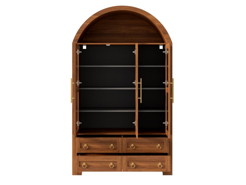  Buffet haut 3 portes vitrées et 4 tiroirs 110x40x185 cm coloris noyer  - Conforama R