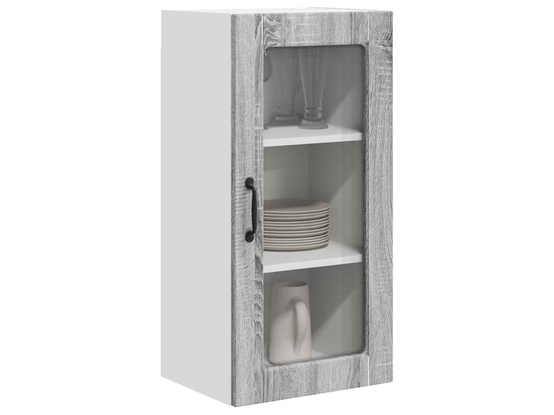 Cabinet en verre mural 2 pcs sonoma gris bois d'ingénierie shl4717 - Conforama C