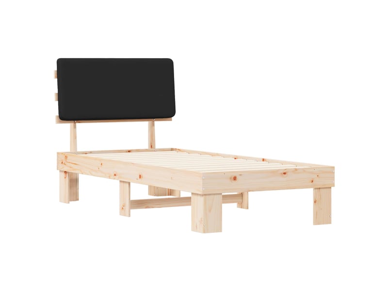  Lit simple- lit adulte -  cadre de lit avec tête de lit rembourrée noir 100 x 200 cm  - Conforama C
