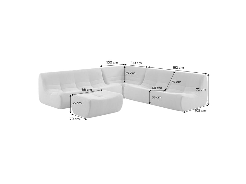 Canapé d'angle modulable 7 places avec repose pied bouclette texturée terracotta - sokol - Conforama D