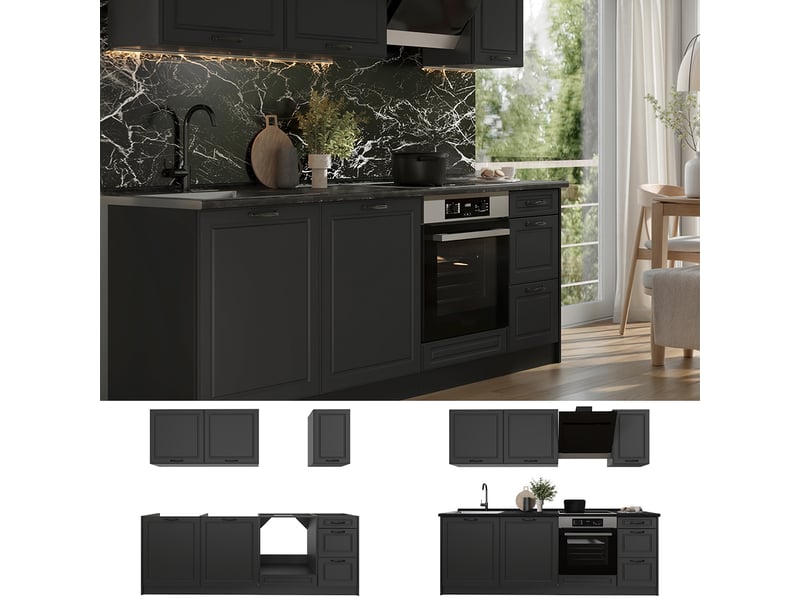  Vicco cuisine, anthracite campagneanthracite, 220cm sans plan de travail  - Conforama D