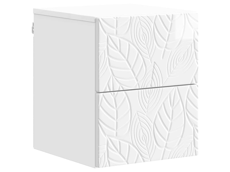  Table de chevet - cabinet de chevet - table de nuit mural 2 pièces blanc brillant  - Conforama C
