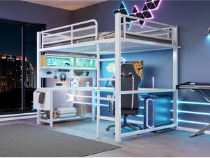 Lit mezzanine 140x200 cm <strong>LEYTN</strong>  <strong></strong> coloris blanc