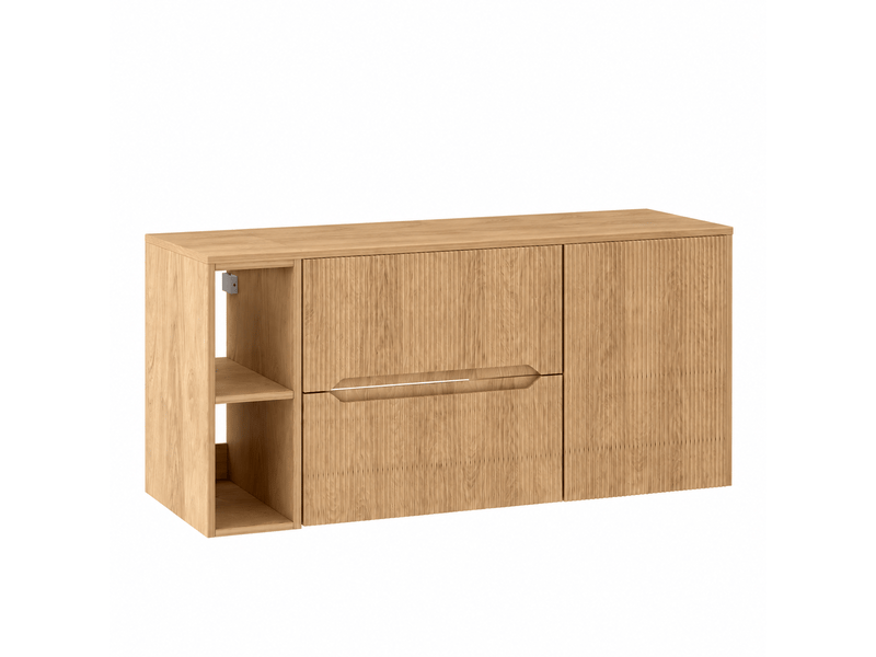  Ensemble salle de bain avec étagère et plan novo l.120 cm effet chêne hikora  - Conforama A