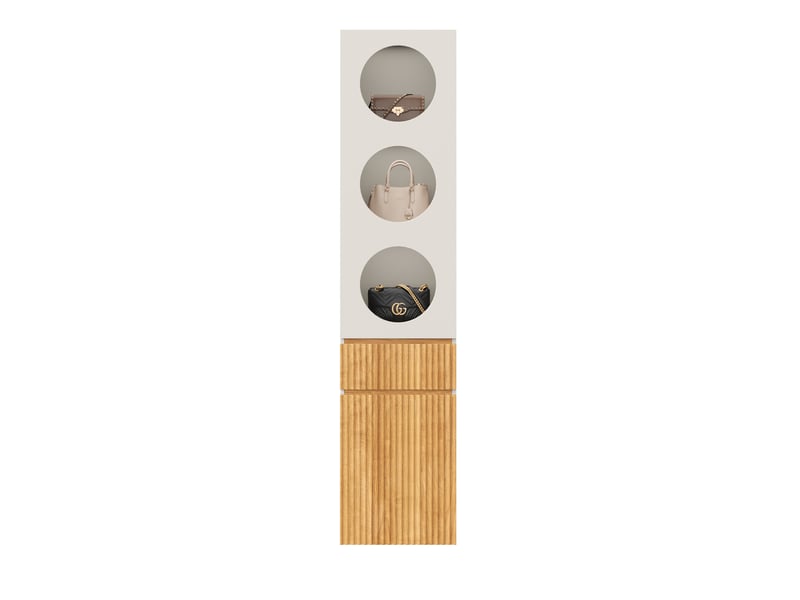 Armoire penderie 45 x 50 x 202 cm gris clair et naturel mdf et panneaux de particules, 2 portes et 1 tiroir - Conforama A