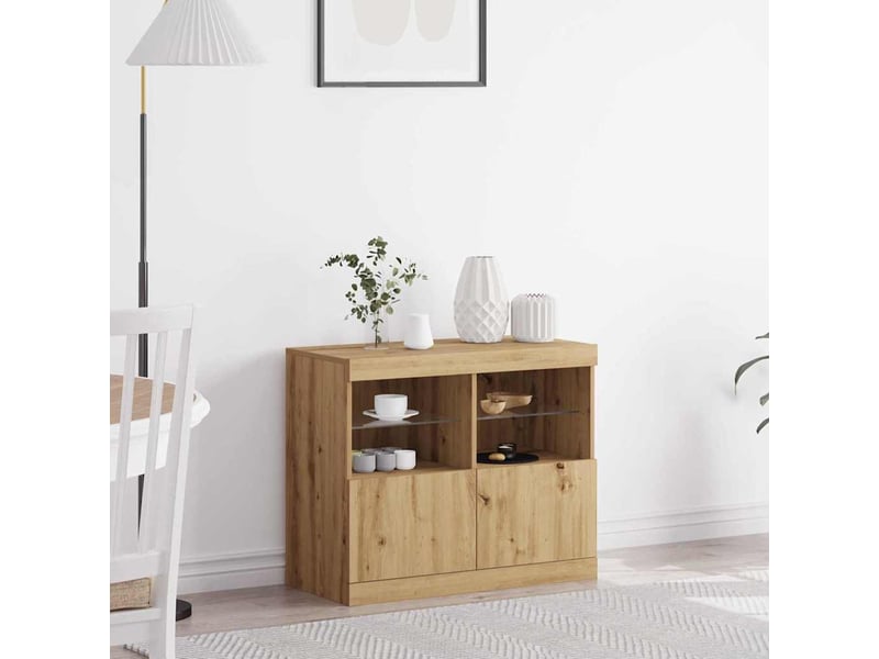 Buffet - bahut - meuble de rangement led marron 81 x 37 x 66,5 cm bois d'ingénierie - Conforama B