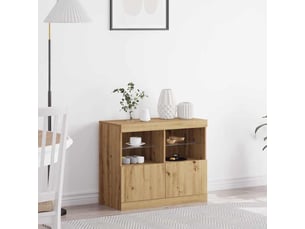 Buffet - bahut - meuble de rangement led marron 81 x 37 x 66,5 cm bois d'ingénierie