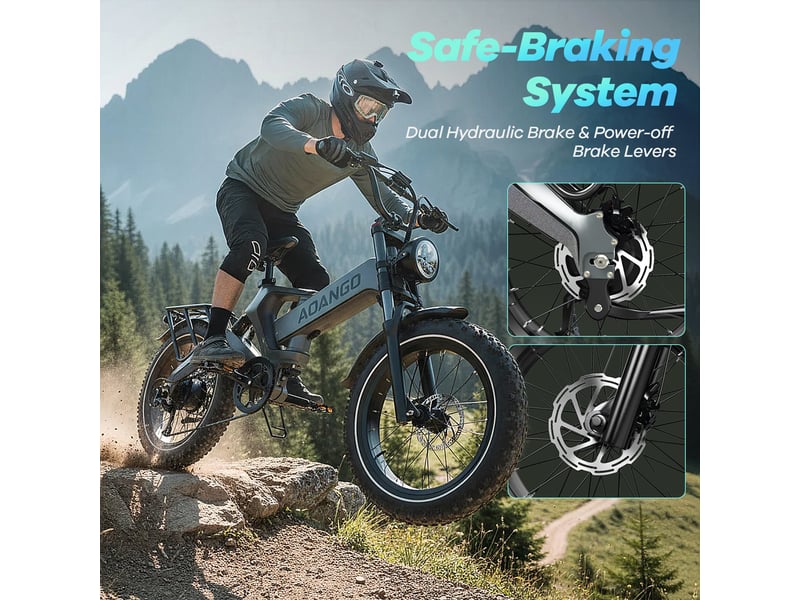  Vélo électrique pliable fat bike aoango k6f, 20×4, tout suspendu, gris  - Conforama C