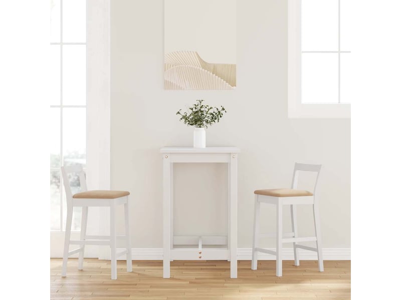  Lot de 2 tabouret de bar avec coussins en bois massif blanc et caoutchouc shl22843  - Conforama B