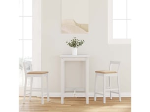 Lot de 2 tabouret de bar avec coussins en bois massif blanc et caoutchouc shl22843