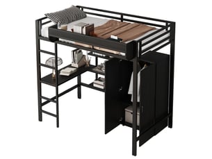Lit mezzanine 90x200 cm    coloris noir