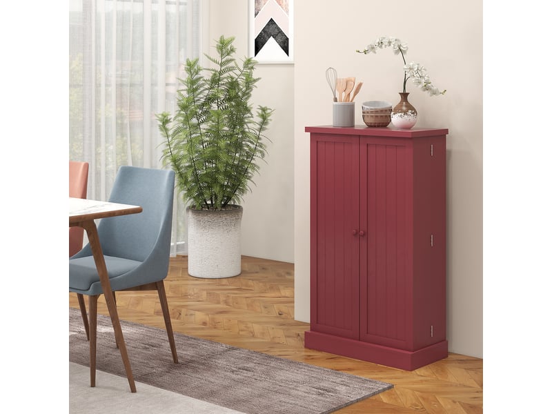  Meuble de cuisine à 2 portes, 5 étagères et 12 compartiments à épices – 60 x 30 x 104 cm – rouge  - Conforama D