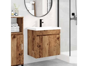 Meuble de rangement salle de bain avec robinet bois ancien shl2474