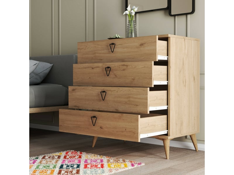  Commode paula, 4 tiroirs, 80x45x91h cm chêne marron Paula - Conforama D