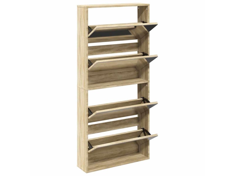  Meuble à chaussures 4 étagères avec miroir 63x17x134 cm chêne  - Conforama C