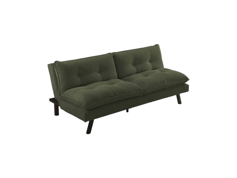  Canapé convertible azena 3 places en tissu côtelé – vert foncé et noir – 190 x 80 x 90 cm  - Conforama A