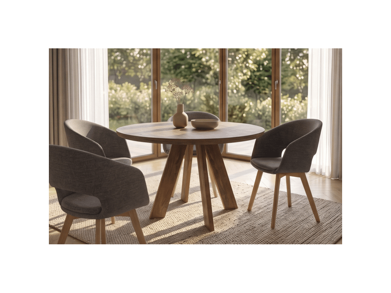 Table de salle à manger ronde elya 100 cm en bois de manguier massif – 4 places - Conforama B