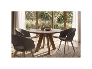 Table de salle à manger ronde elya 100 cm en bois de manguier massif – 4 places