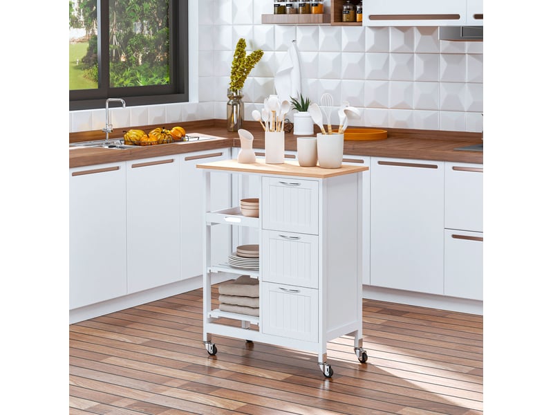  Desserte 67x37x84 cm à roulettes mdf blanche  - Conforama B