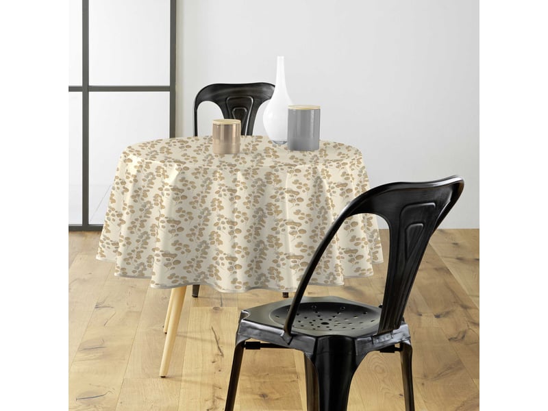  Nappe toile cirée ronde butinette 160cm naturel  - Conforama D