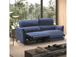 Canapé droit relax électrique <strong>ALTOBUY</strong> <strong>GARIOS</strong> 3 places Polyester bleu