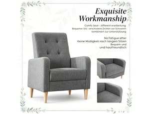 Fauteuil fixe Coton / Lin gris