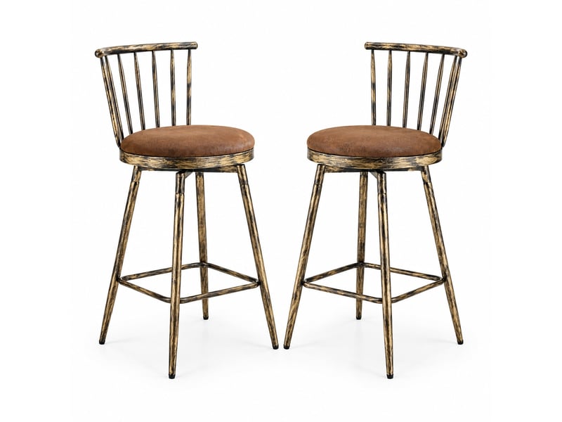  Lot de 2 tabourets de bar,39x39x96 cm,style industriel,tissu,marron  - Conforama A