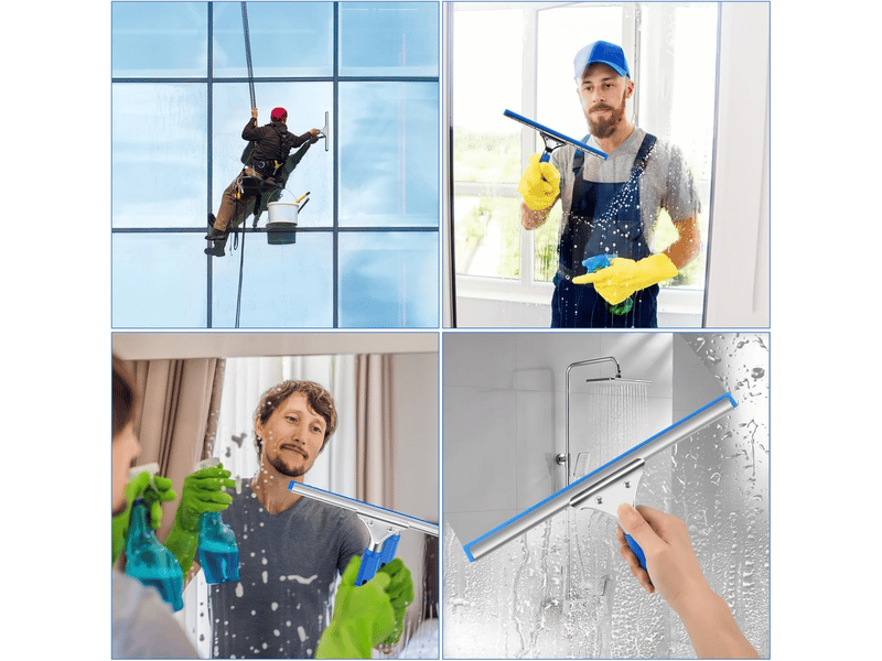  Essuie-vitres professionnel en acier inoxydable, lame de 30 cm, nettoyage sans traces pour vitres et salle de bain  - Conforama E