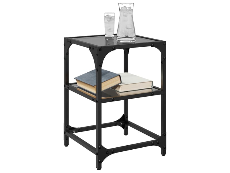  Tables basses avec dessus en verre noir 2 pcs - table de salon - table à thé 30x30x45 cm acier  - Conforama C